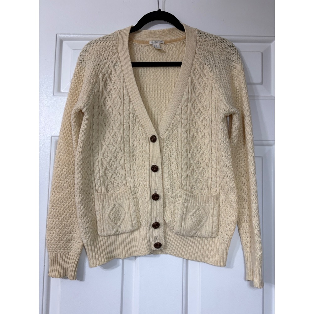 Forever 21 | Cable Knit Button Front Cardigan | Medium || Cream|